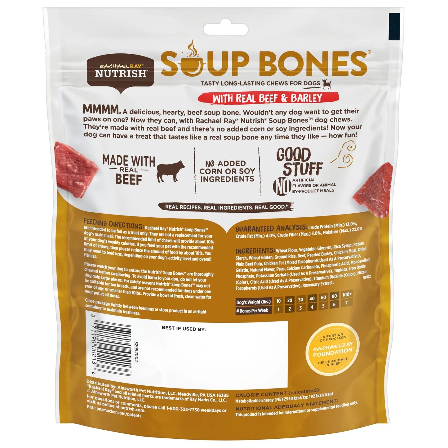 Rachael Ray  Soup Bones with Real Beef & Barley, 11 Dry Dog Chews