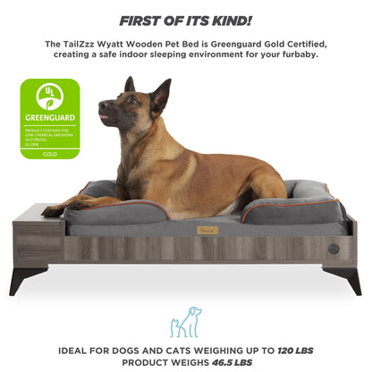 Wyatt Wooden Pet Bed with Mattress | Large to Extra Large Greenguard Gold Certified Dog Bed