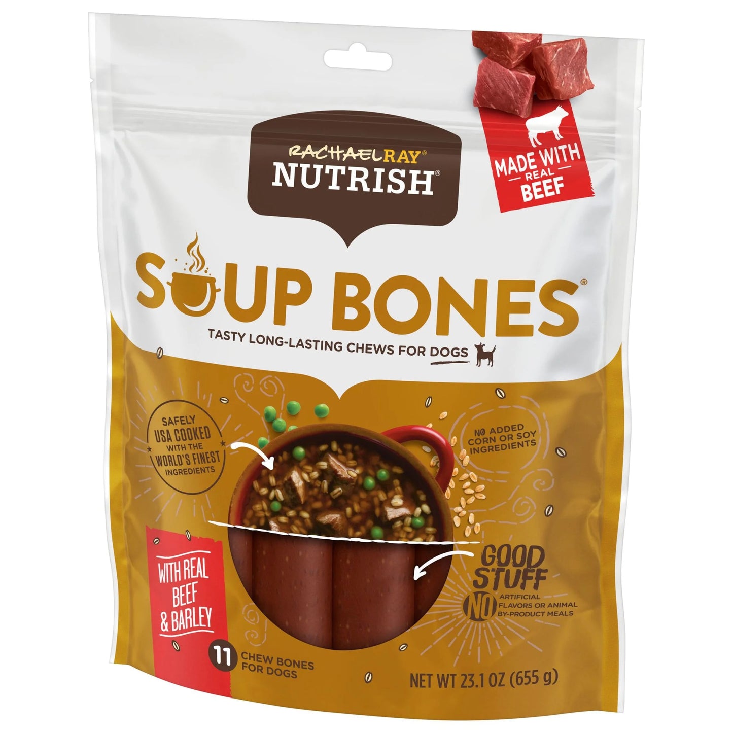 Rachael Ray  Soup Bones with Real Beef & Barley, 11 Dry Dog Chews